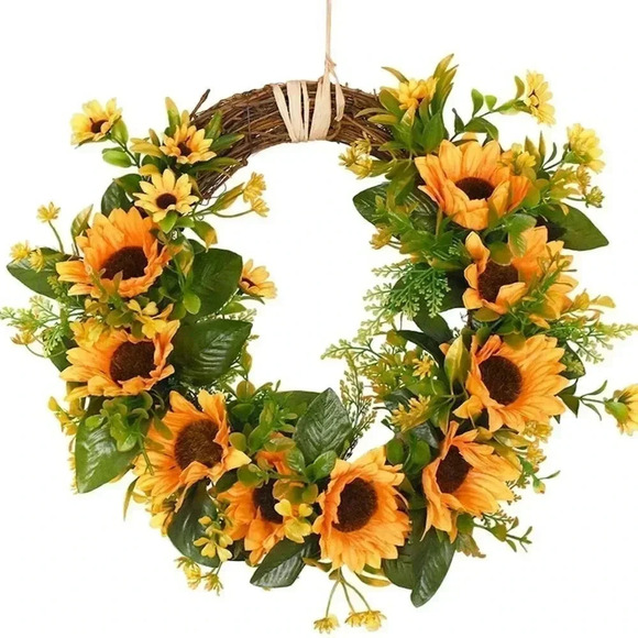 Sunflower Wreath Faux Floral Wreath - Picture 1 of 4